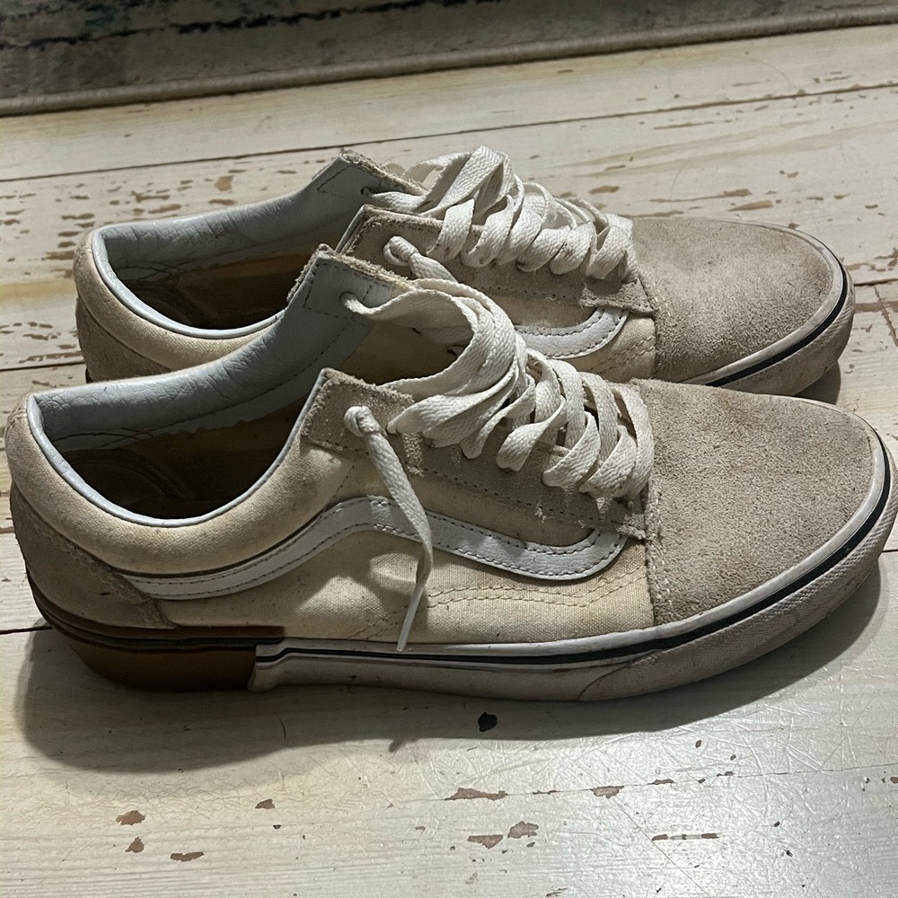 Vans Men's Cream Suede and canvas Sneakers